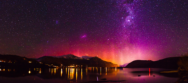 Aurora Australis over Lake Hayes New Zealand