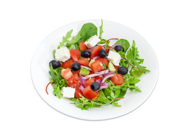 istock Greek salad in a white dish 641715186