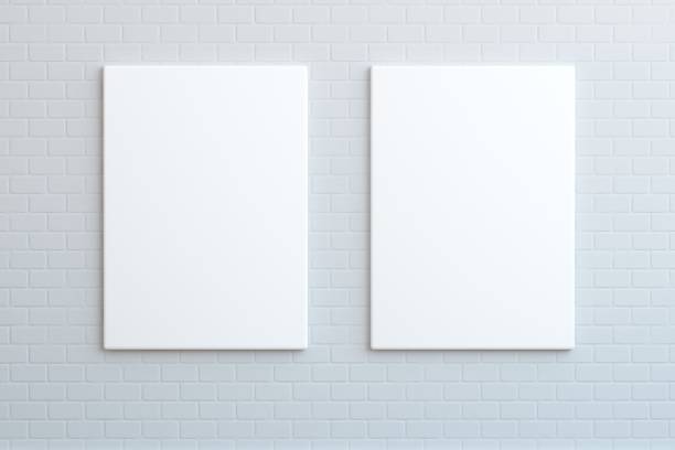 dva prázdné plakáty visící na zdi, zesměšňující - umělý fotky - stock snímky, obrázky a fotky