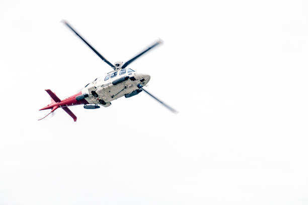 Gothenburg, Sweden - October 03 2020: Search and rescue helicopter SE-JRL AgustaWestland AW139 on a mission.