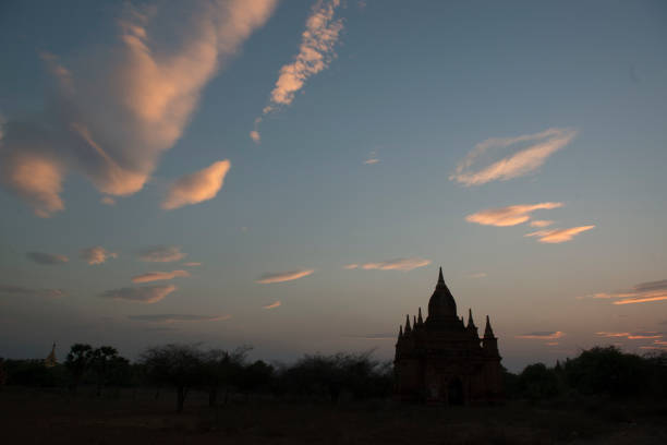 the Temple and Pagoda Fields in Bagan in Myanmar in Southeastasia.