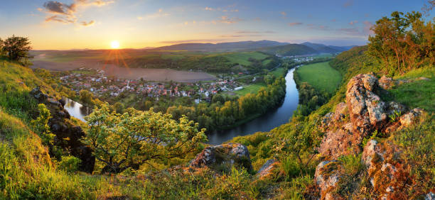 istock Spriing landscape in Slovakia, sunset panorama 641721408