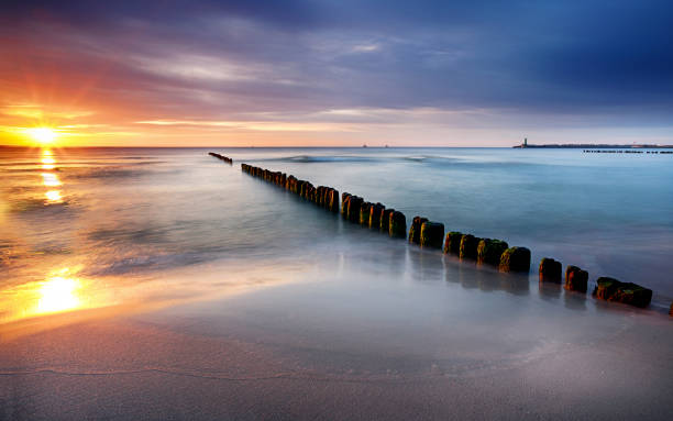 istock Dramatic sunset over Baltic sea, Poland 641721610