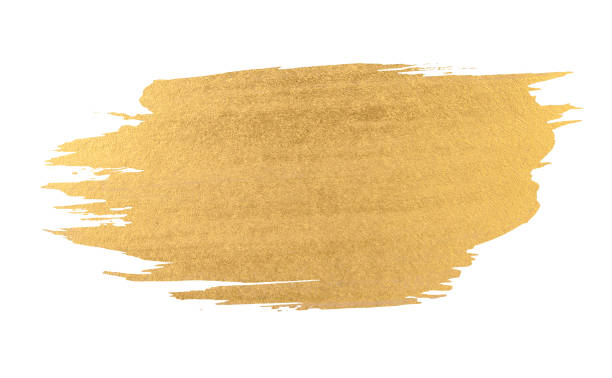 istock Gold watercolor texture paint stain shining brush stroke 641722822