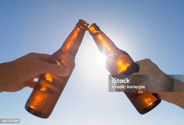 Cheers To Beer Stock Photo - Download Image Now - Celebratory Toast, Beer Bottle, Beer - Alcohol