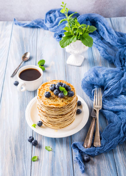 istock Delicious pancakes with fresh blueberries 641724634