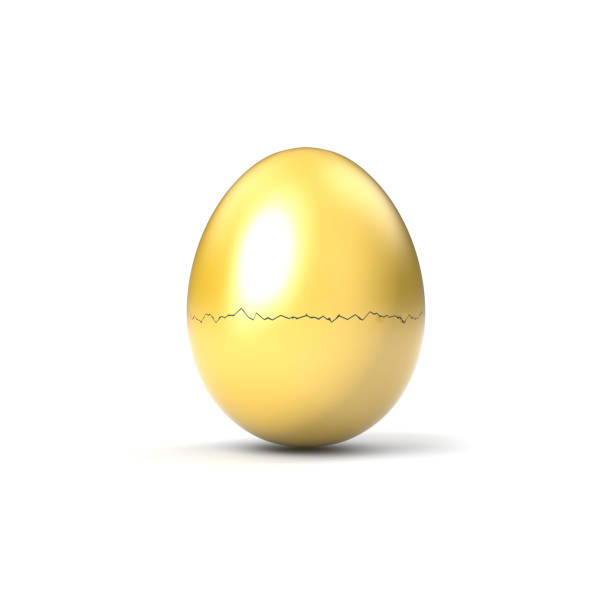 gold egg, cracked - wealth eggs animal egg easter egg imagens e fotografias de stock