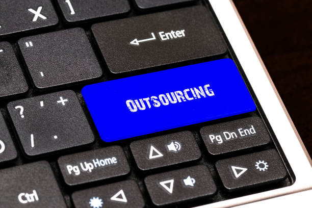 istock Business Concept - Blue Outsourcing Button on Slim 641733728
