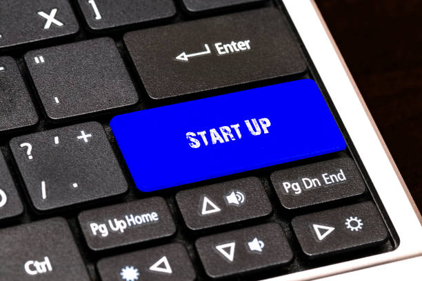 istock Business Concept - Blue Start Up Button on Slim 641734100