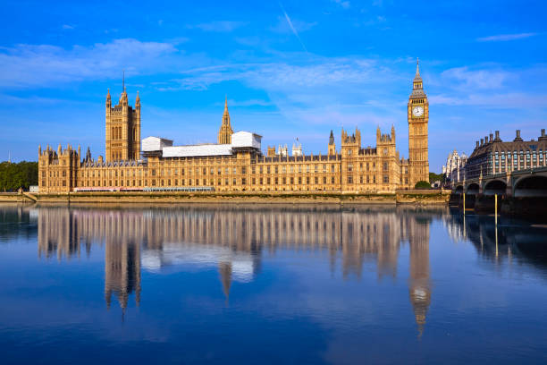 istock Big Ben Clock Tower and thames river London 641734198