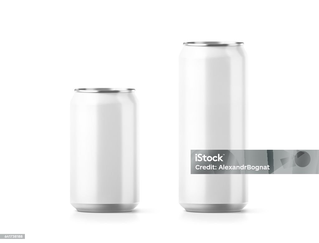 Blank small and big aluminium soda can mockup Blank small and big aluminium soda can mockup, 3d rendering. Empty beer tin packing mock ups set, isolated. Canned drink jar packaging design template. Plain fizzy pop bank package branding. Can Stock Photo