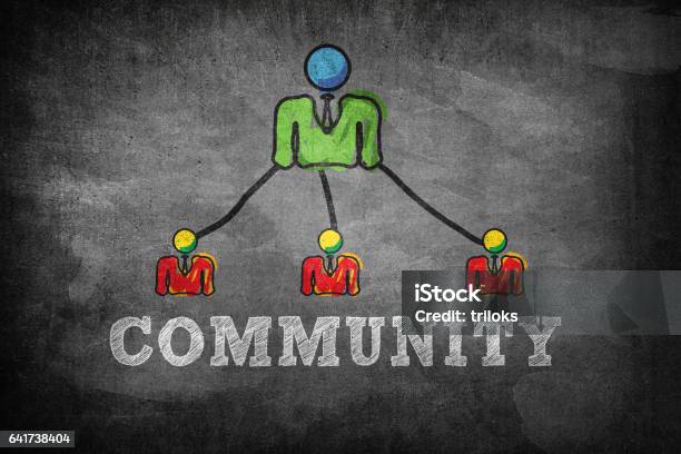 Community Concept Stock Illustration - Download Image Now - Business Finance and Industry, Chalk Drawing, Chalkboard - Visual Aid