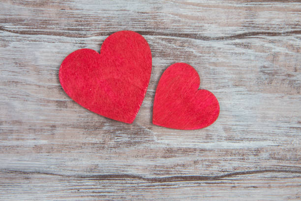 istock Red heart on wooden background. Postcard Valentines Day 641738666