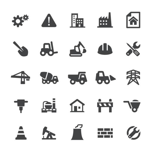 ilustraciones, imágenes clip art, dibujos animados e iconos de stock de iconos de la construcción - serie inteligente - road sign symbol stop stop gesture