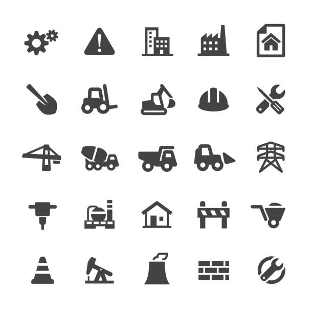 ikony konstrukcyjne - smart series - computer icon symbol oil industry power station stock illustrations