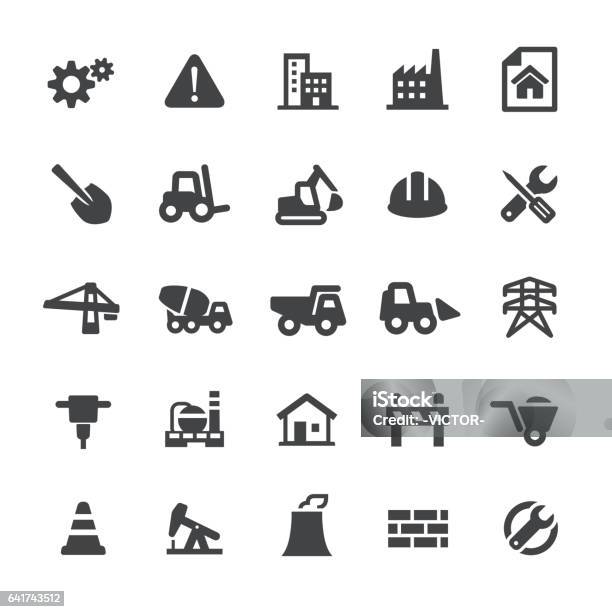 Construction Icons Smart Series Stock Illustration - Download Image Now - Construction Industry, Construction Site, Crane - Machinery