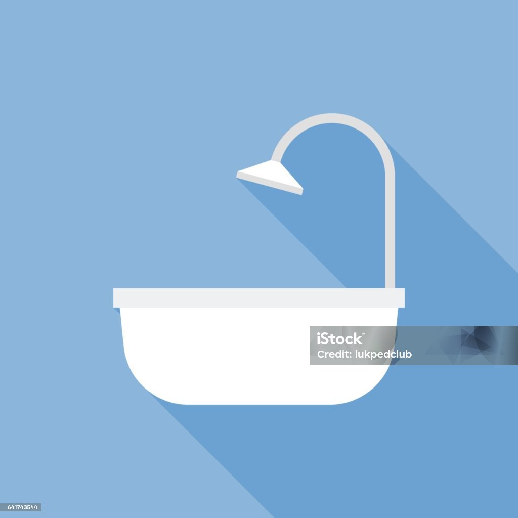 Bath Bath and shower with bubble icon, flat design Art stock vector