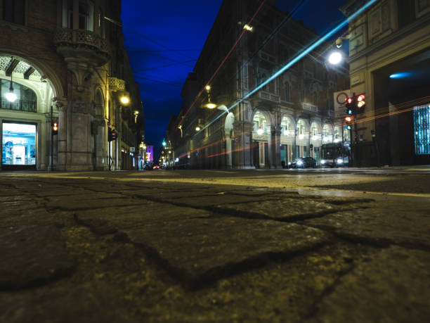 istock Long exposure in the streets with traffic lights 641743602