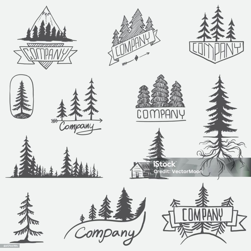 Forêt insigne arbre vecteur mis isolé - clipart vectoriel de Logo libre de droits