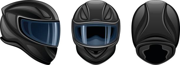 illustrazioni stock, clip art, cartoni animati e icone di tendenza di casco nero - motorcycle motorcycle racing rear view riding