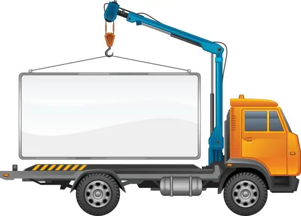 Vector illustration of Truck crane