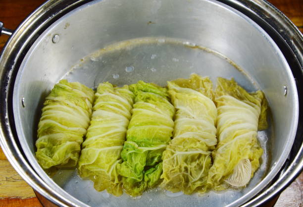 istock steamed Chinese cabbage stuffed minced pork and Indian mushroom 641747290