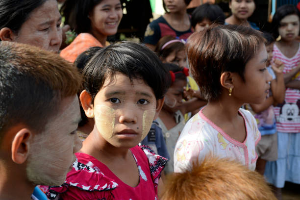 Childern in the city of Myeik in the south in Myanmar in Southeastasia.