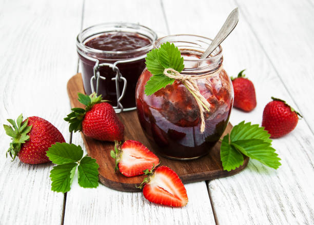 istock Strawberry jam and fresh strawberries 641748522