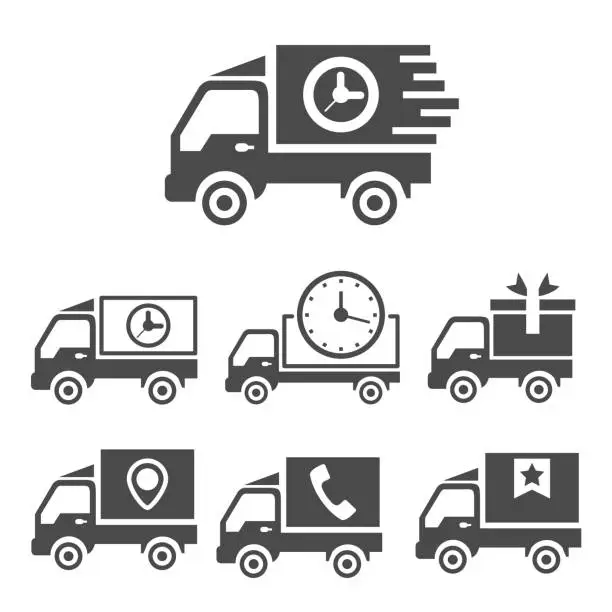 Vector illustration of Delivery truck icons