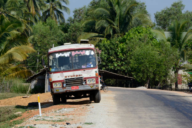 the north to south road and the landscape in a village near the city of Myeik in the south in Myanmar in Southeastasia.