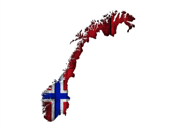 istock Map and flag of Norway on wood 641752946