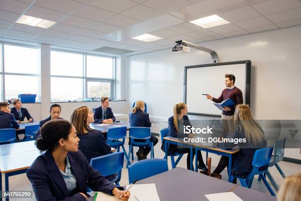 High School Lesson Stock Photo - Download Image Now - Classroom, Teacher, UK