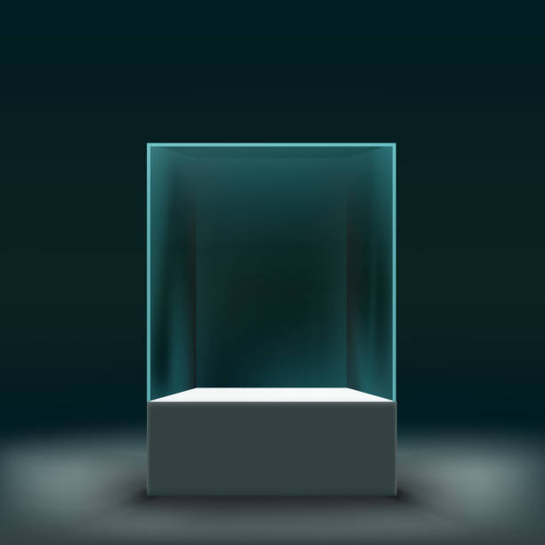 istock Glass showcase for the exhibition in the form of a cube. 641756072