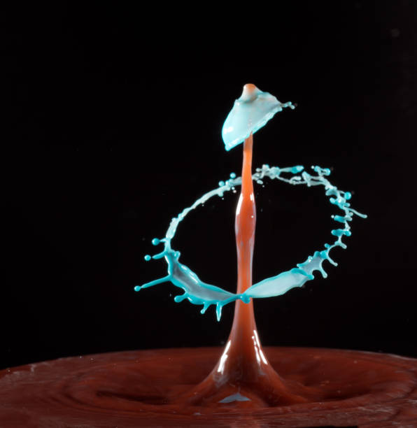 istock Collision of two drops on a surface of water 641764700
