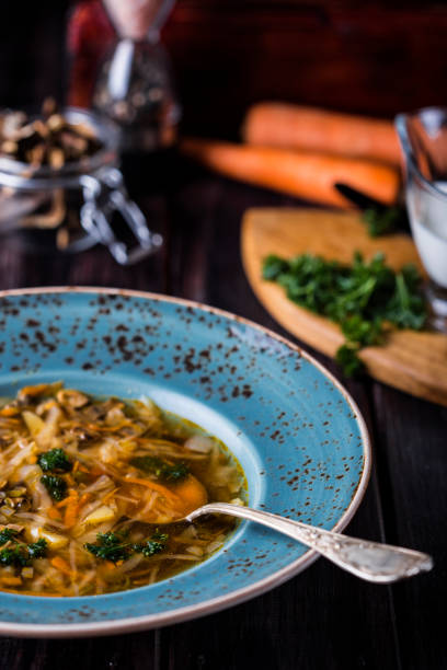 istock Soup with cabbage and dried mushrooms 641764872