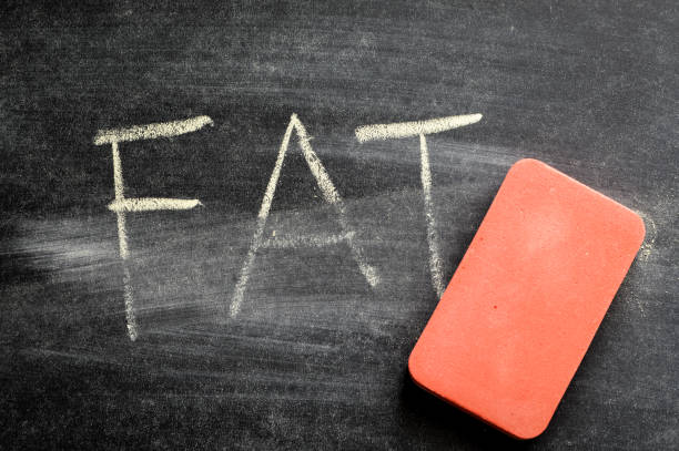 istock erasing fat, hand written word on blackboard being erased concept 641765082