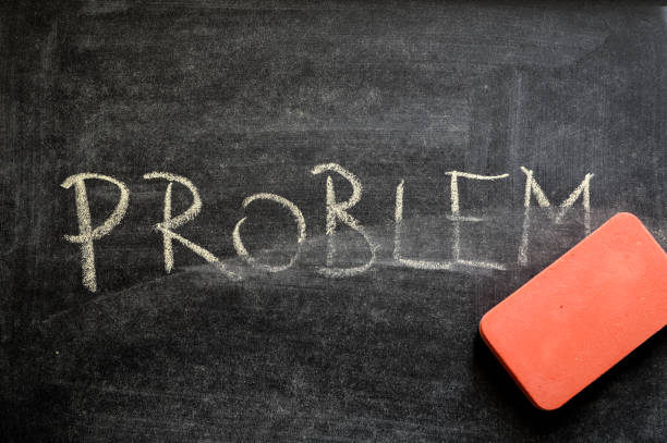 istock erasing problem, hand written word on blackboard being erased concept 641765558