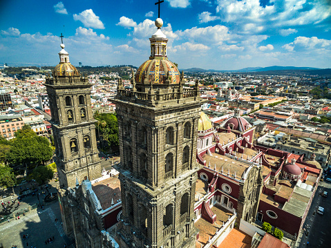 Aerial view of the cathedral of Puebla