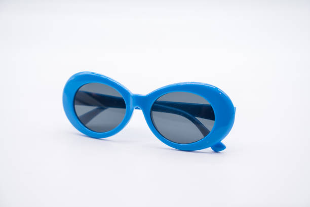 istock Fashionable blue sunglasses isolated on white. 641771256