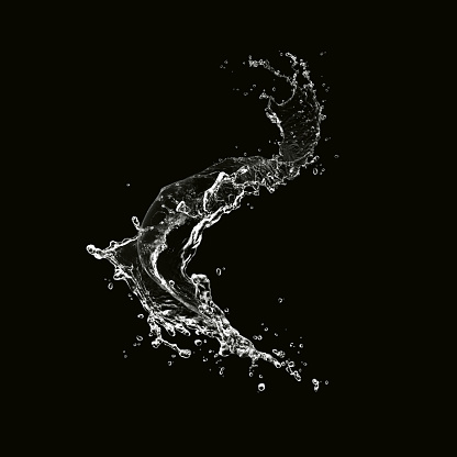 Agua Splash aislado sobre fondo negro photo