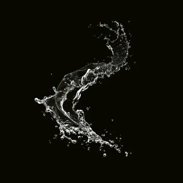 Photo of Water Splash Isolated on Black Background