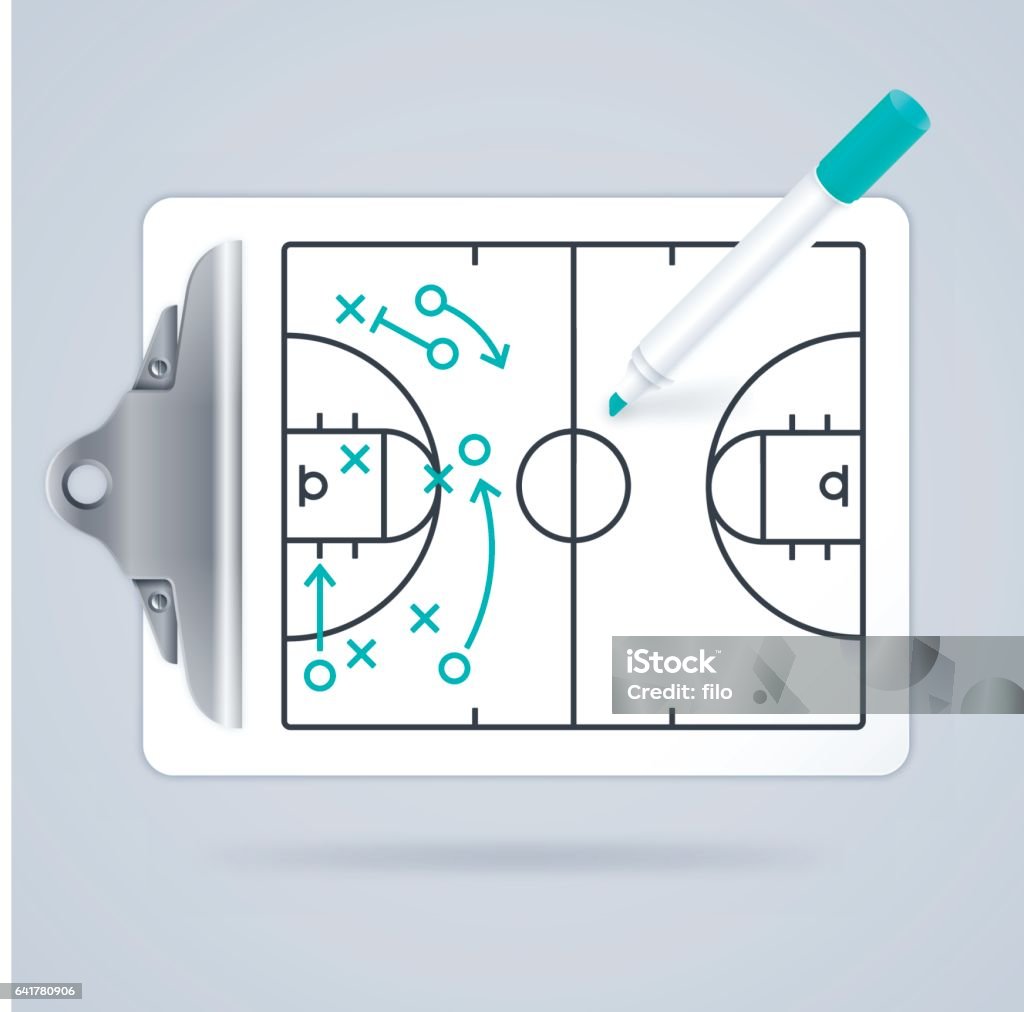 Basketball Clipboard Play Diagram Basketball clipboard game play diagram drawing concept. Basketball - Sport stock vector