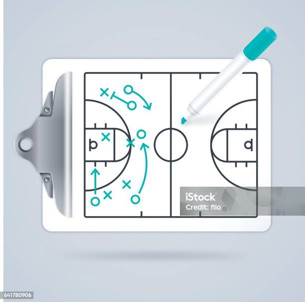 Basketball Clipboard Play Diagram Stock Illustration - Download Image Now - Basketball - Sport, Clipboard, Diagram