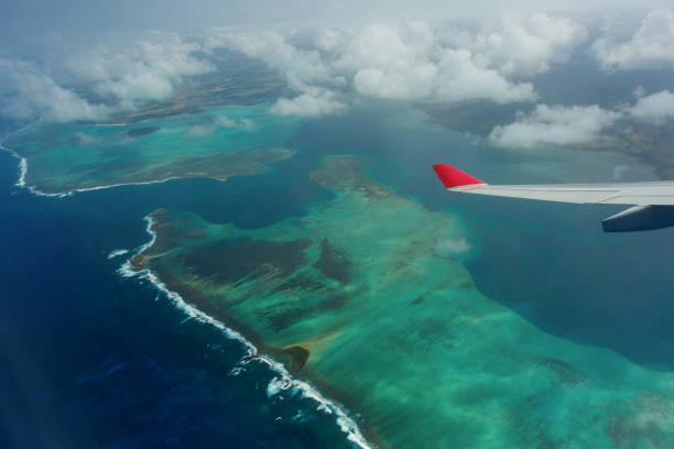 istock Mauritius beach island aerial view, beautiful colours 641781264
