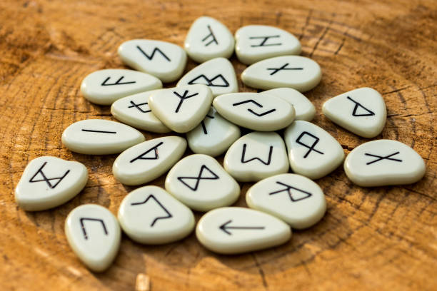Runes on wood for adivination Runes of Celtic origin runes photos stock pictures, royalty-free photos & images