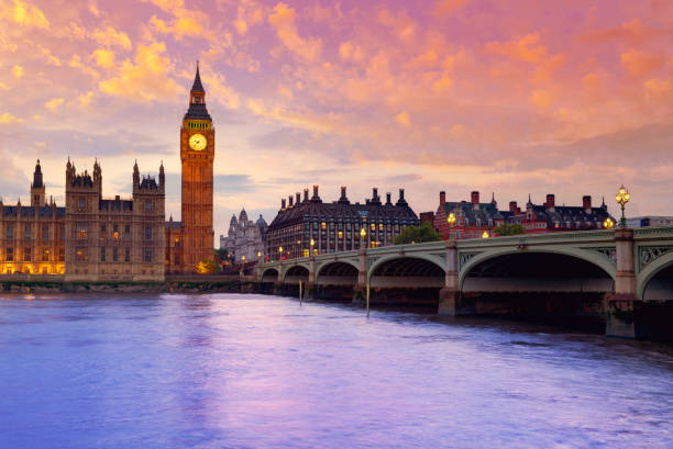 istock Big Ben Clock Tower London at Thames River 641784610