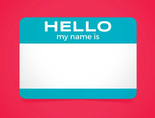 Hello My Name Is Sticker Hello my name is blue sticker. name tag stock illustrations