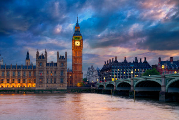 istock Big Ben Clock Tower London at Thames River 641784698