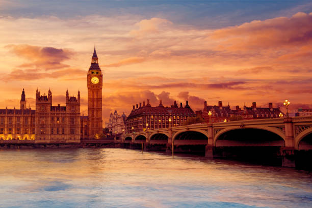istock Big Ben Clock Tower London at Thames River 641784812