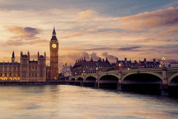 istock Big Ben Clock Tower London at Thames River 641784892
